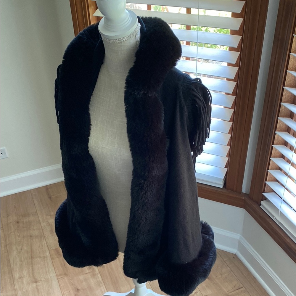 Black Faux Fur Cape